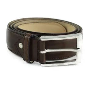 BERWICK 1707 Leather Belt - Dark Brown