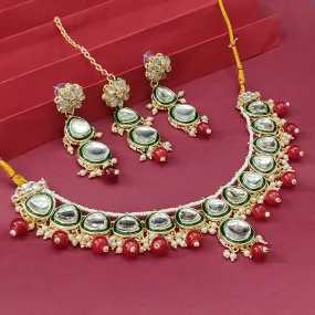 Bhavi Jewels Kundan Gold Plated Choker Necklace Set