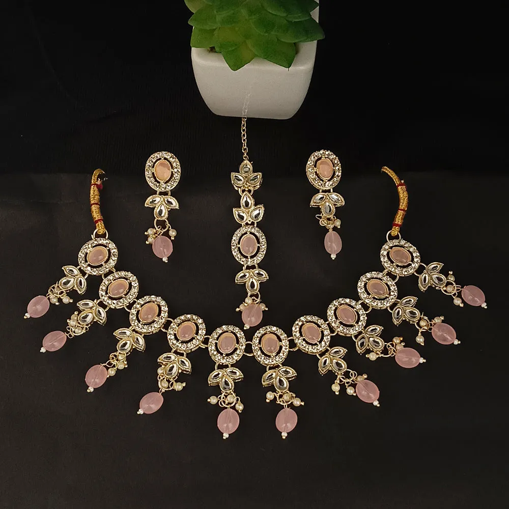 Bhavi Jewels Kundan Gold Plated Choker Necklace Set