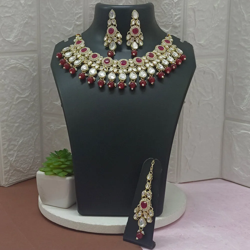 Bhavi Jewels Kundan Gold Plated Choker Necklace Set