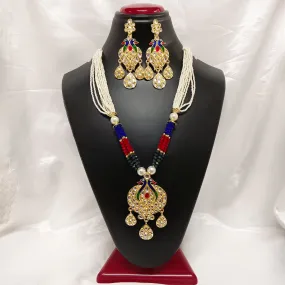 Bhavi Jewels Kundan Stone Gold Plated Necklace Set