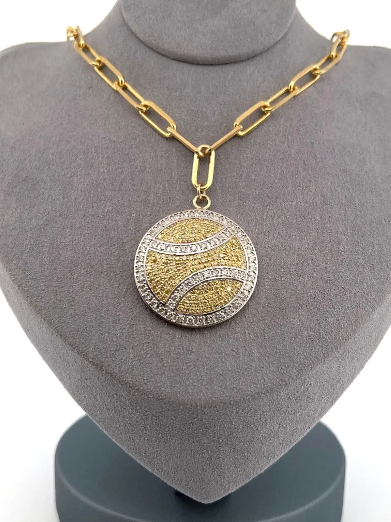 Big Diamond Tennis Ball Necklace