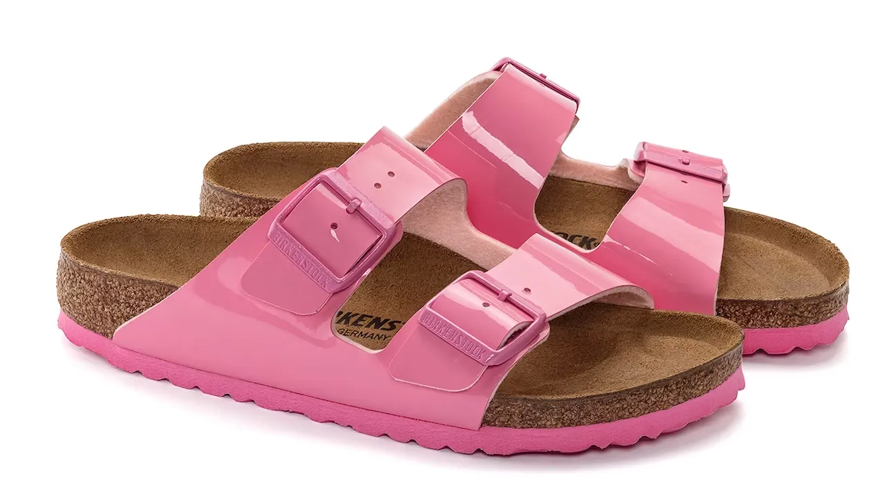 BIRKENSTOCK ARIZONA BIRKO-FLOR PATENT CANDY PINK (W)