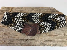 Black Chevron Handmade Beaded Belt