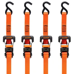 Black/Orange 1" x 10' Ratchet Tie Down Straps with Ergonomic Handles