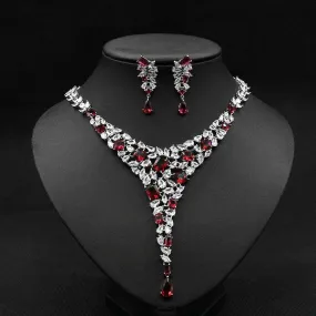 Bridal Necklace Ear Stud Color Zircon Necklace Suit Wedding Dress Wedding Earring Accessories