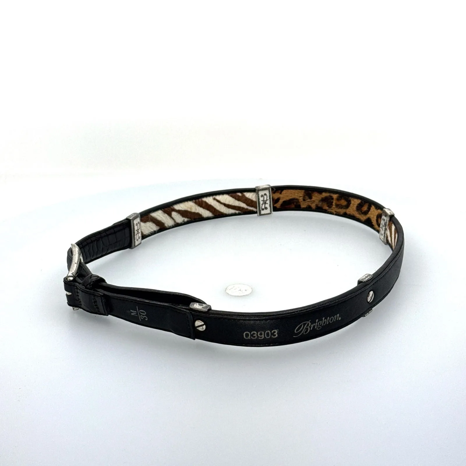 Brighton | Womens Animal Print Buckled Leather Belt | Color: Black/Multicolor | Size: M/30 | Pre-Owned