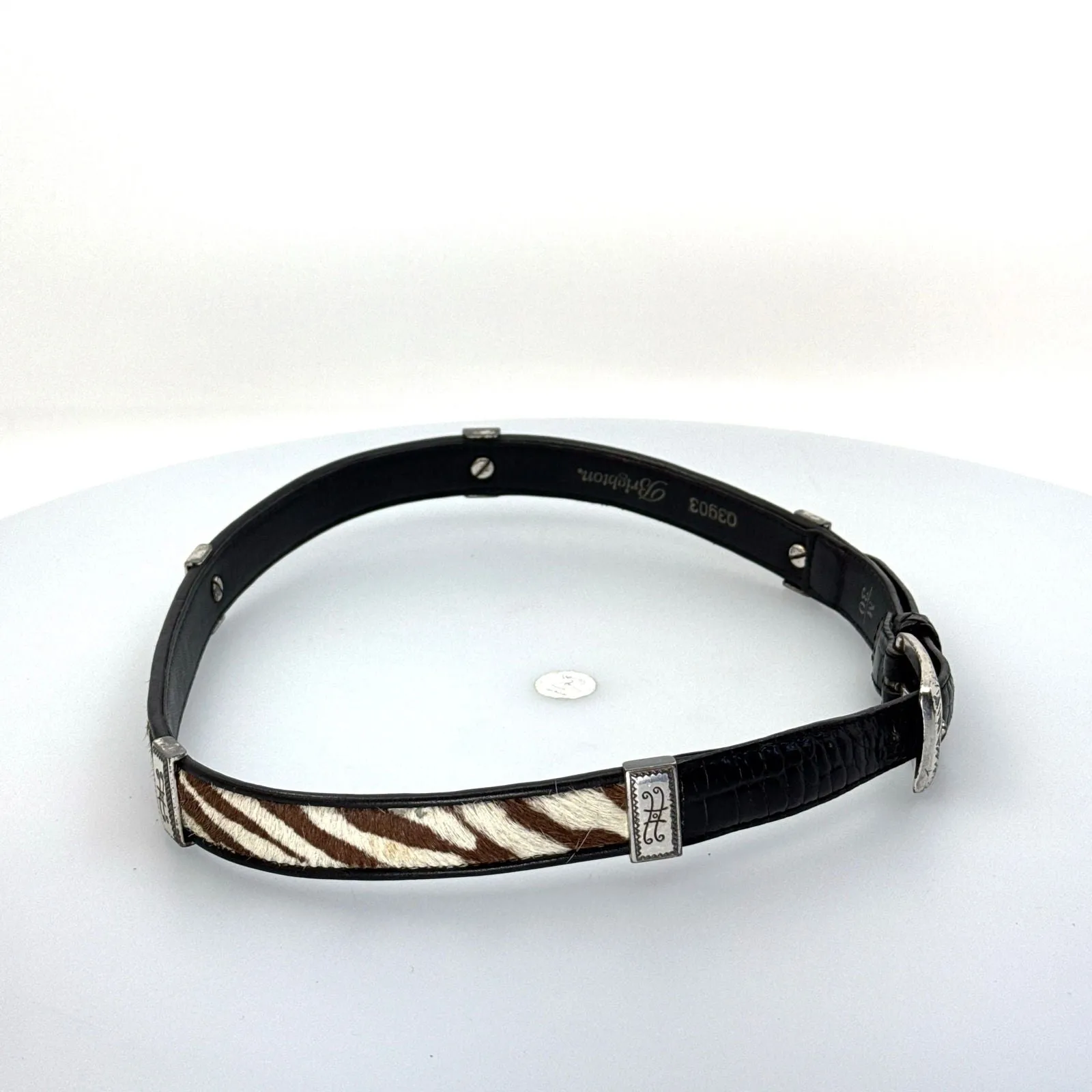 Brighton | Womens Animal Print Buckled Leather Belt | Color: Black/Multicolor | Size: M/30 | Pre-Owned