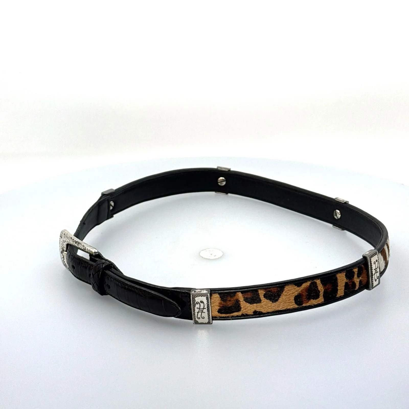 Brighton | Womens Animal Print Buckled Leather Belt | Color: Black/Multicolor | Size: M/30 | Pre-Owned