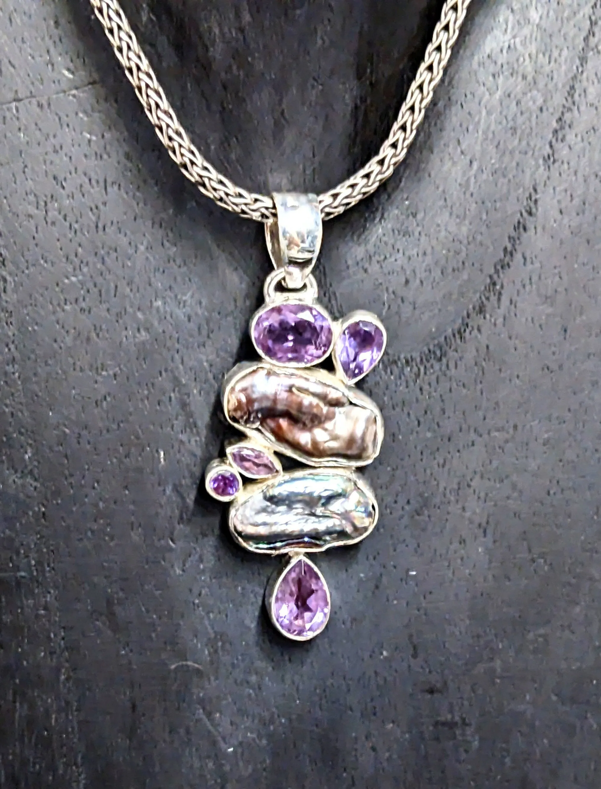 Brilliant Amethyst and Pearl Pendant