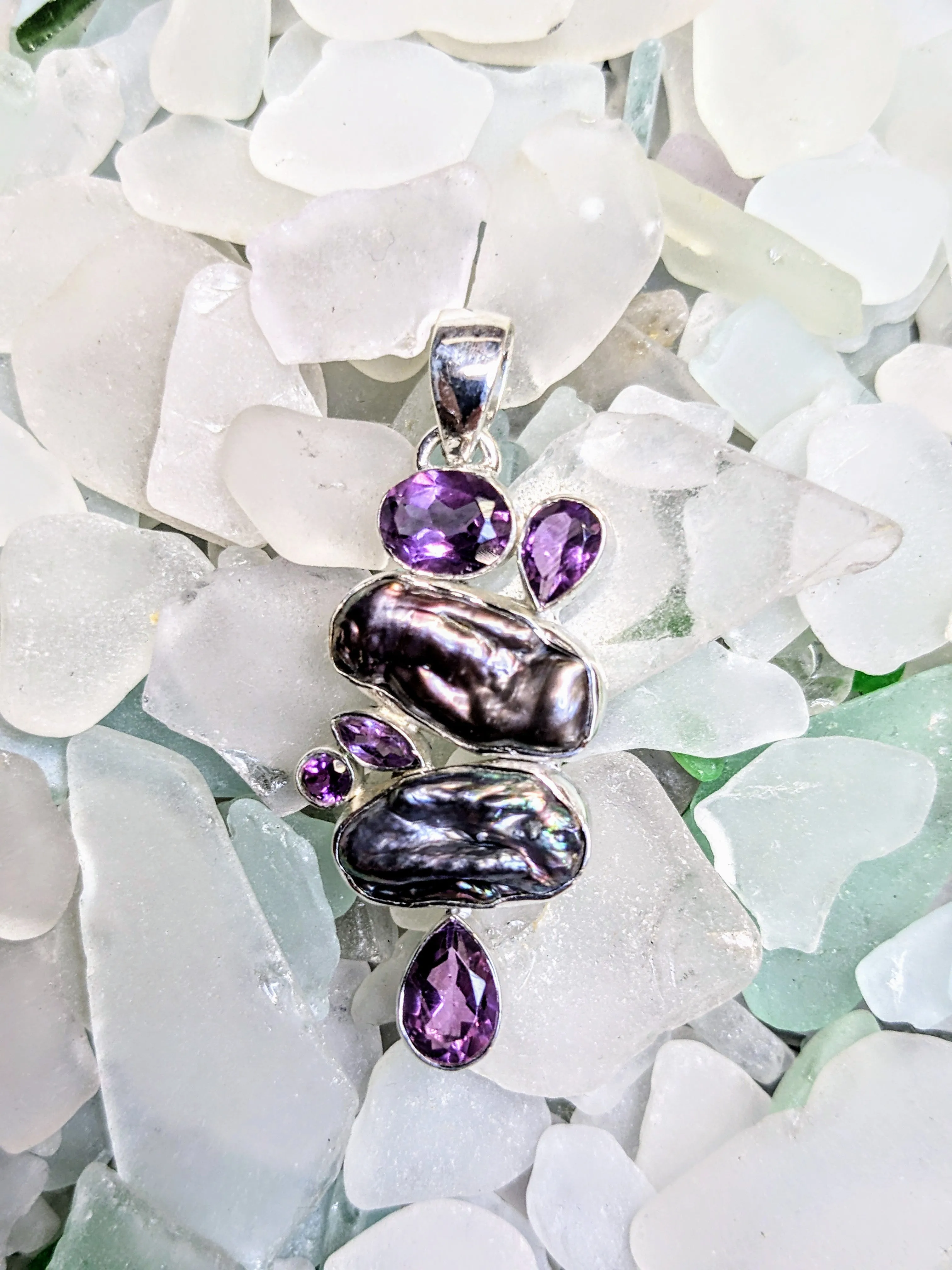 Brilliant Amethyst and Pearl Pendant