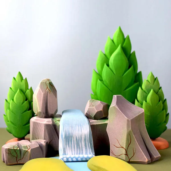 Bumbu Toys River Plate, Waterfall, Mossy Rocks SET