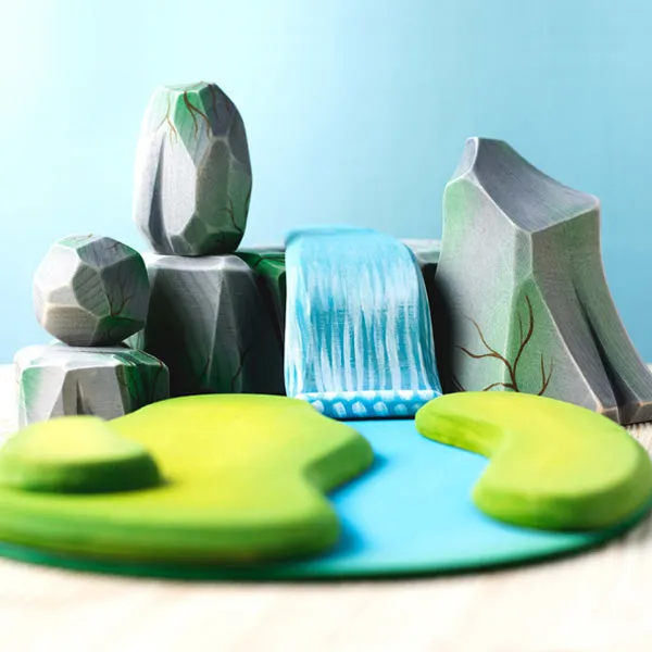 Bumbu Toys River Plate, Waterfall, Mossy Rocks SET