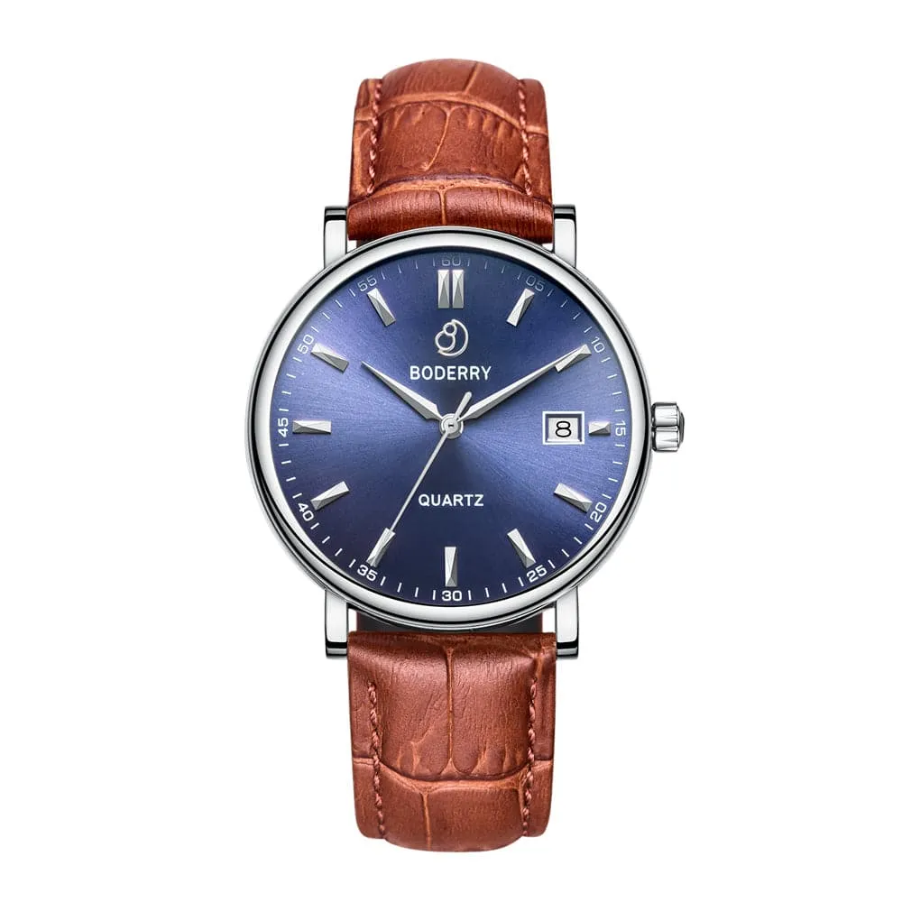 CLASSIC 40MM - Swiss Quartz Movement Watch | Silver Case & Tan Leather Strap