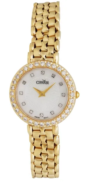 Condor 14kt Gold & Diamond Womens Luxury Swiss Watch Quartz C27HCDMOP