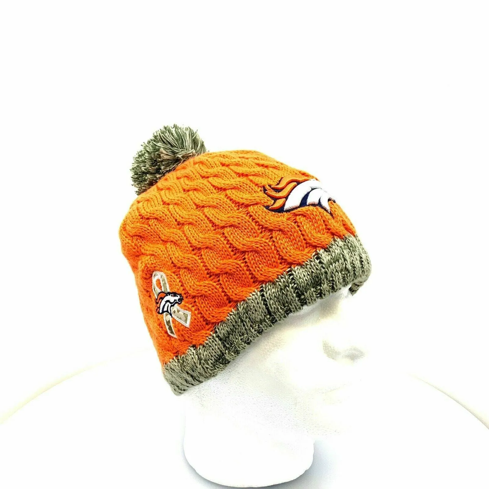 Cozy New Era Womens Cable Knit Fleece Lined Cap - Denver Broncos - OSFA - Orange - Very Good