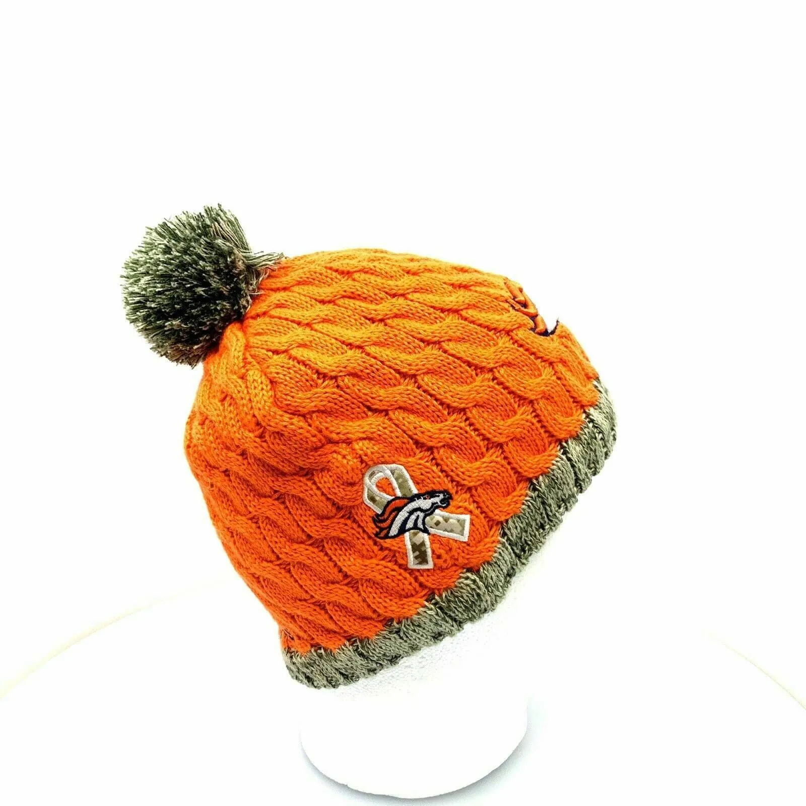 Cozy New Era Womens Cable Knit Fleece Lined Cap - Denver Broncos - OSFA - Orange - Very Good