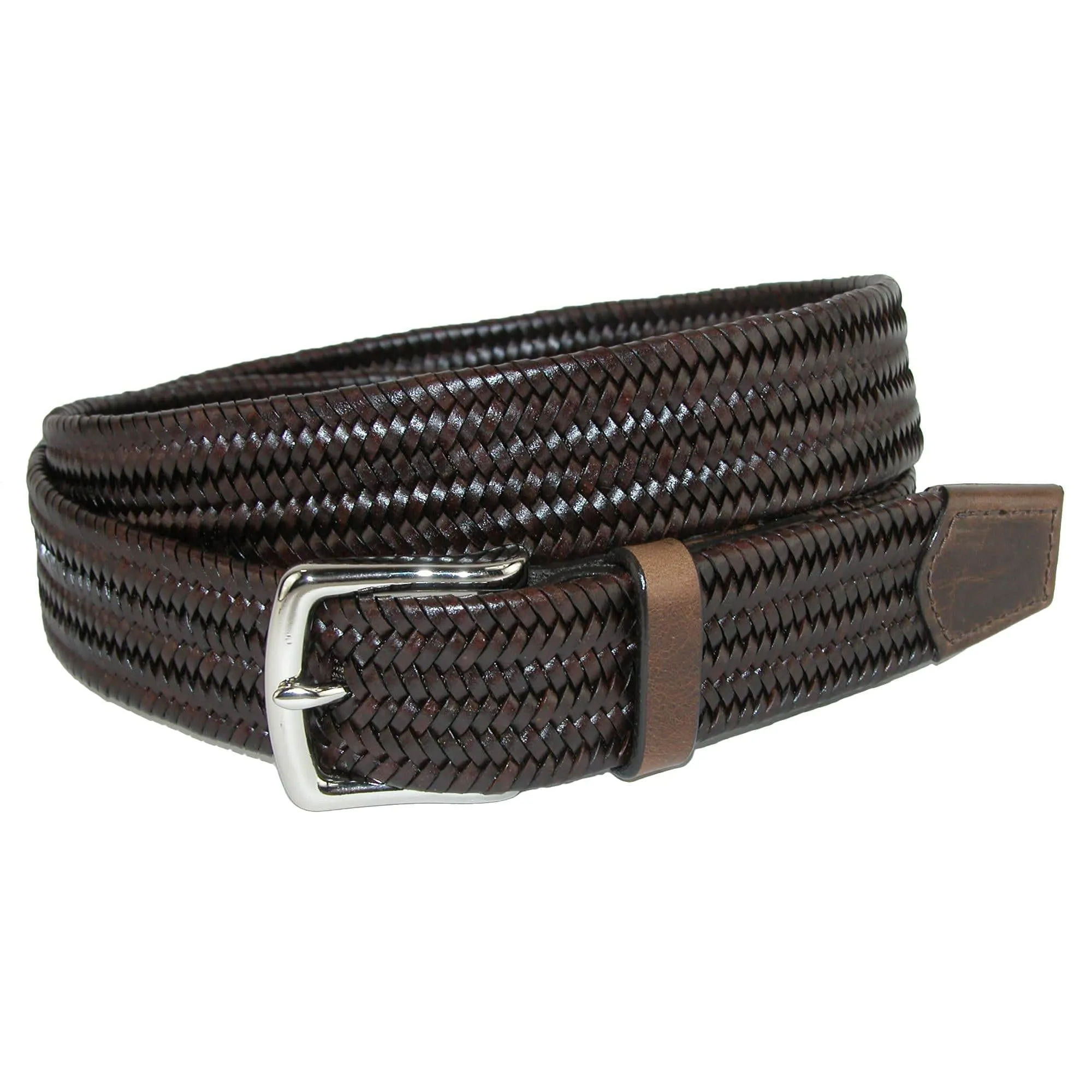 CrookhornDavis Men's Daytona Braided Leather Stretch Belt