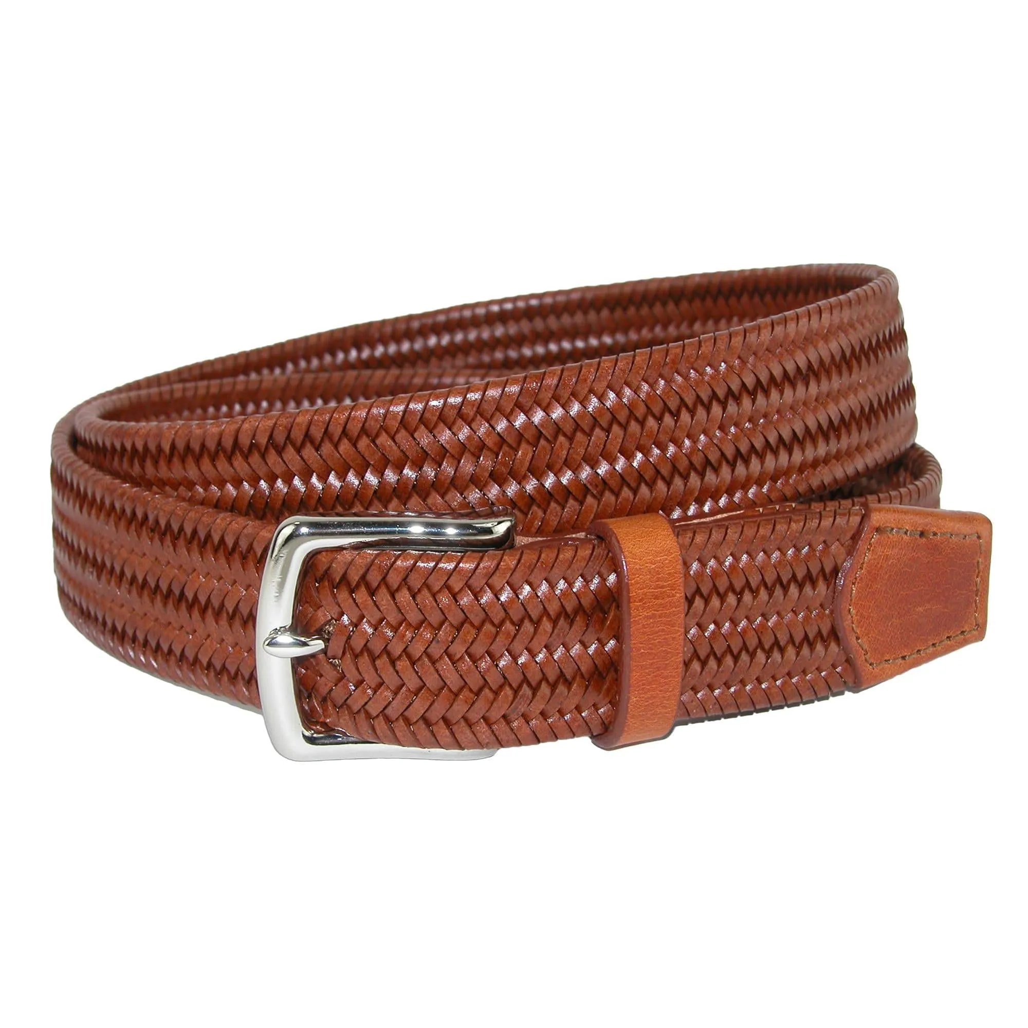 CrookhornDavis Men's Daytona Braided Leather Stretch Belt