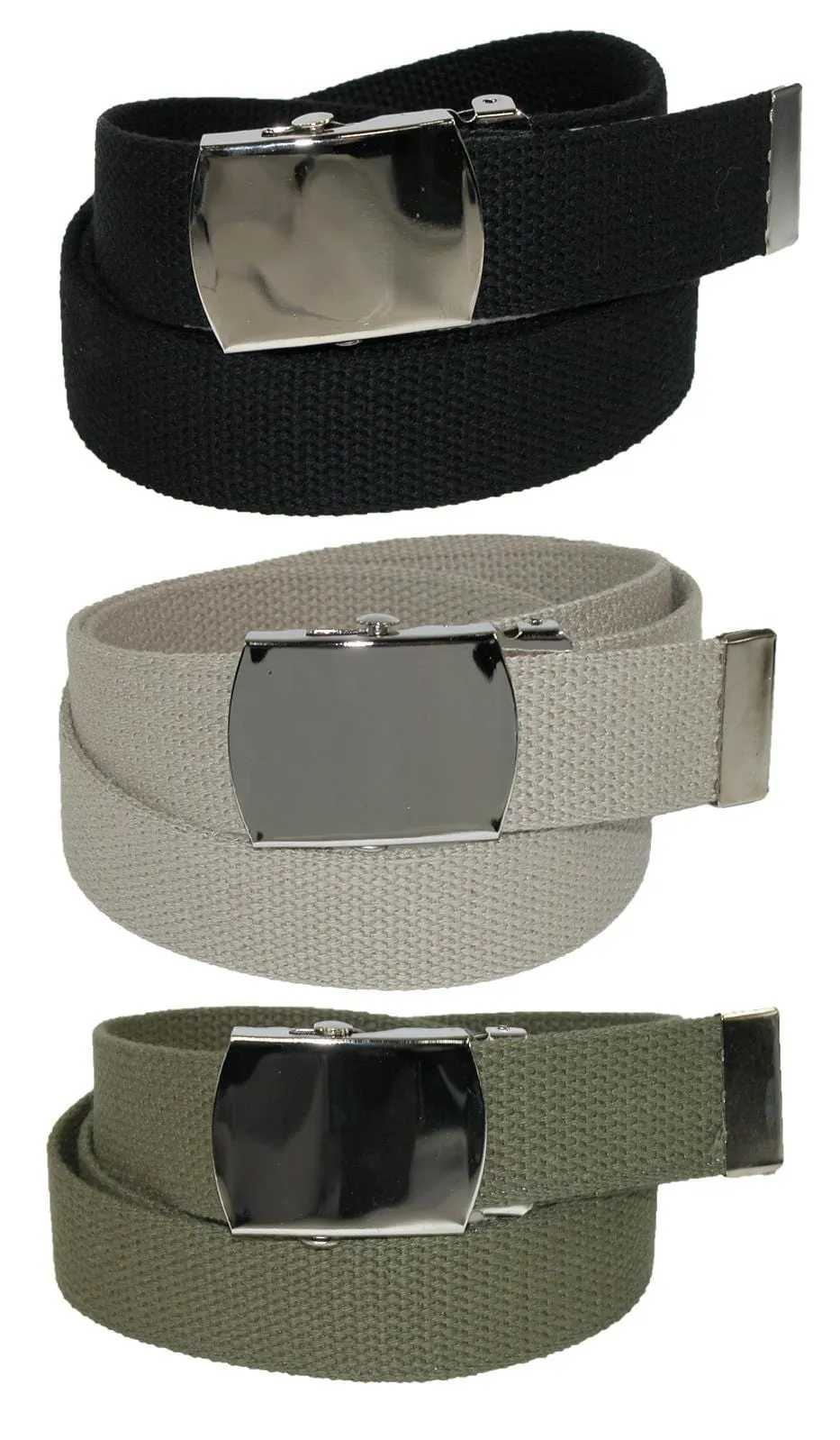 CTM® Big & Tall Cotton Belt with Nickel Buckle (Pack of 3 Colors)