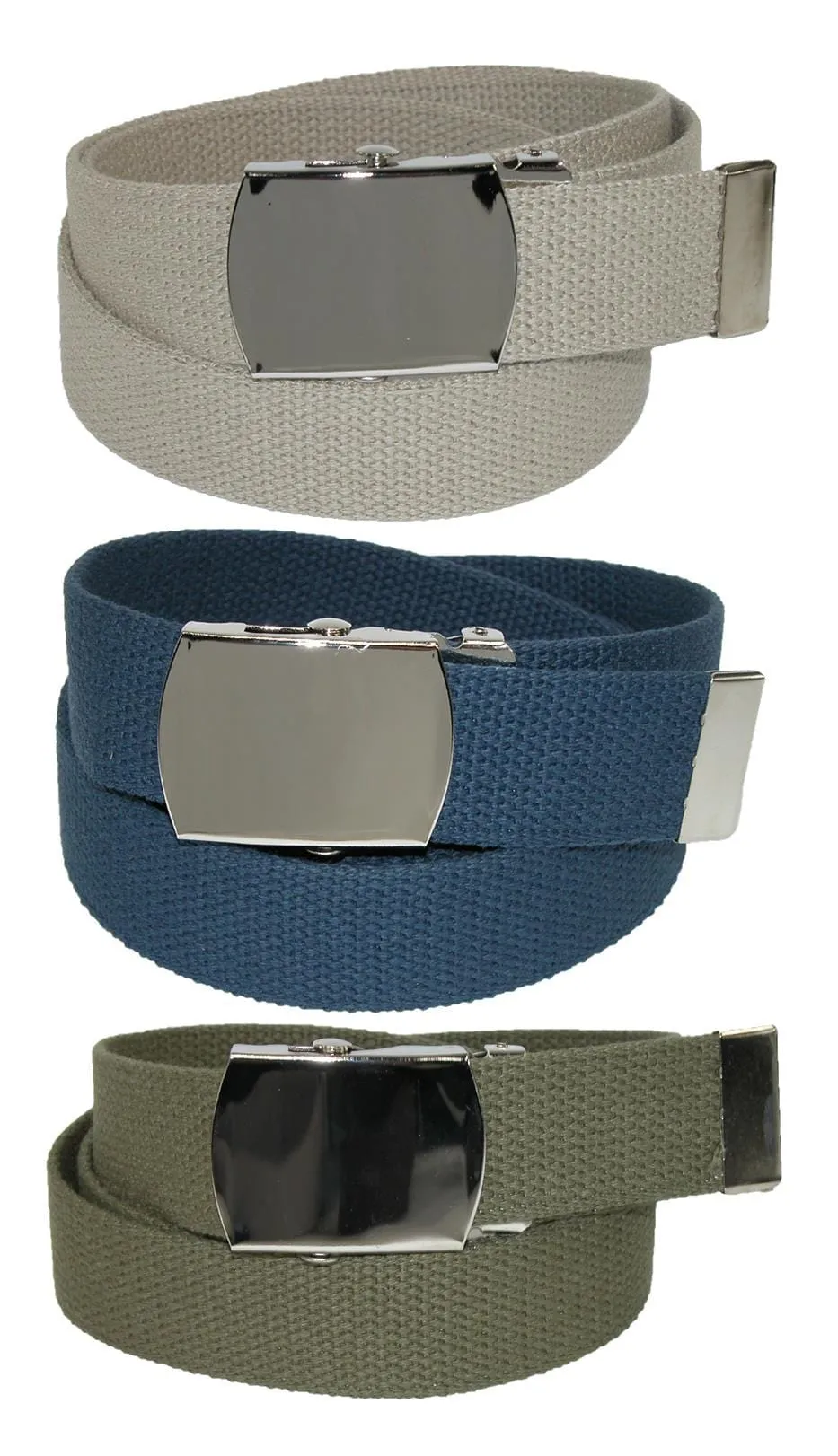 CTM® Big & Tall Cotton Belt with Nickel Buckle (Pack of 3 Colors)