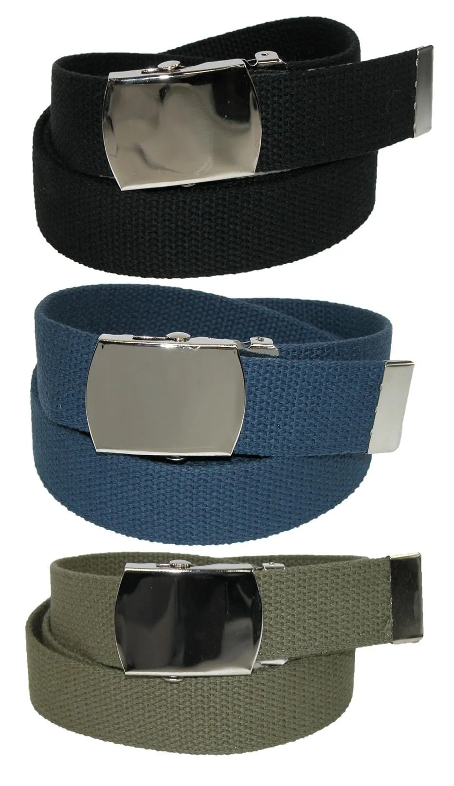 CTM® Big & Tall Cotton Belt with Nickel Buckle (Pack of 3 Colors)