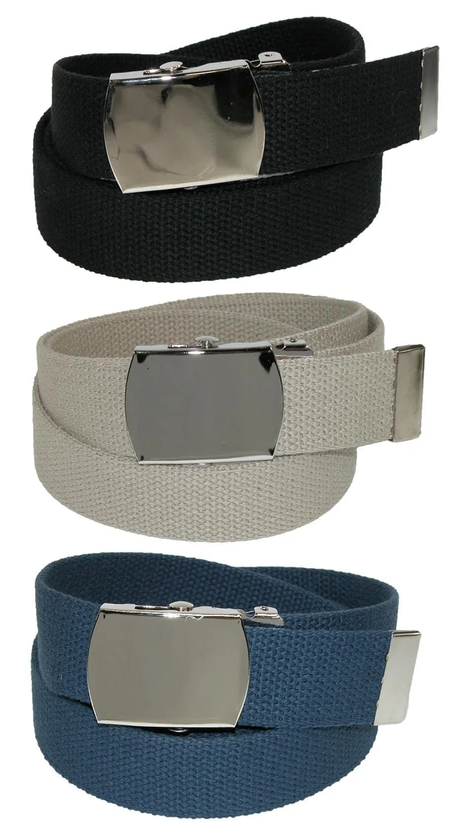 CTM® Big & Tall Cotton Belt with Nickel Buckle (Pack of 3 Colors)