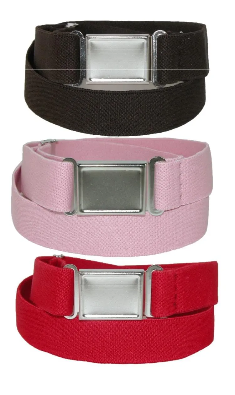 CTM® Kids' Elastic Stretch Belt with Magnetic Buckle (Pack of 3 Colors)