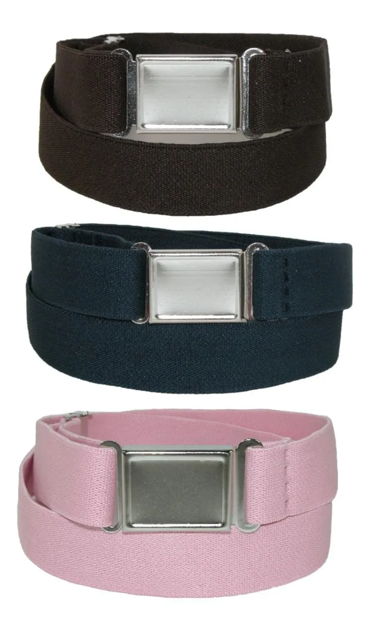 CTM® Kids' Elastic Stretch Belt with Magnetic Buckle (Pack of 3 Colors)