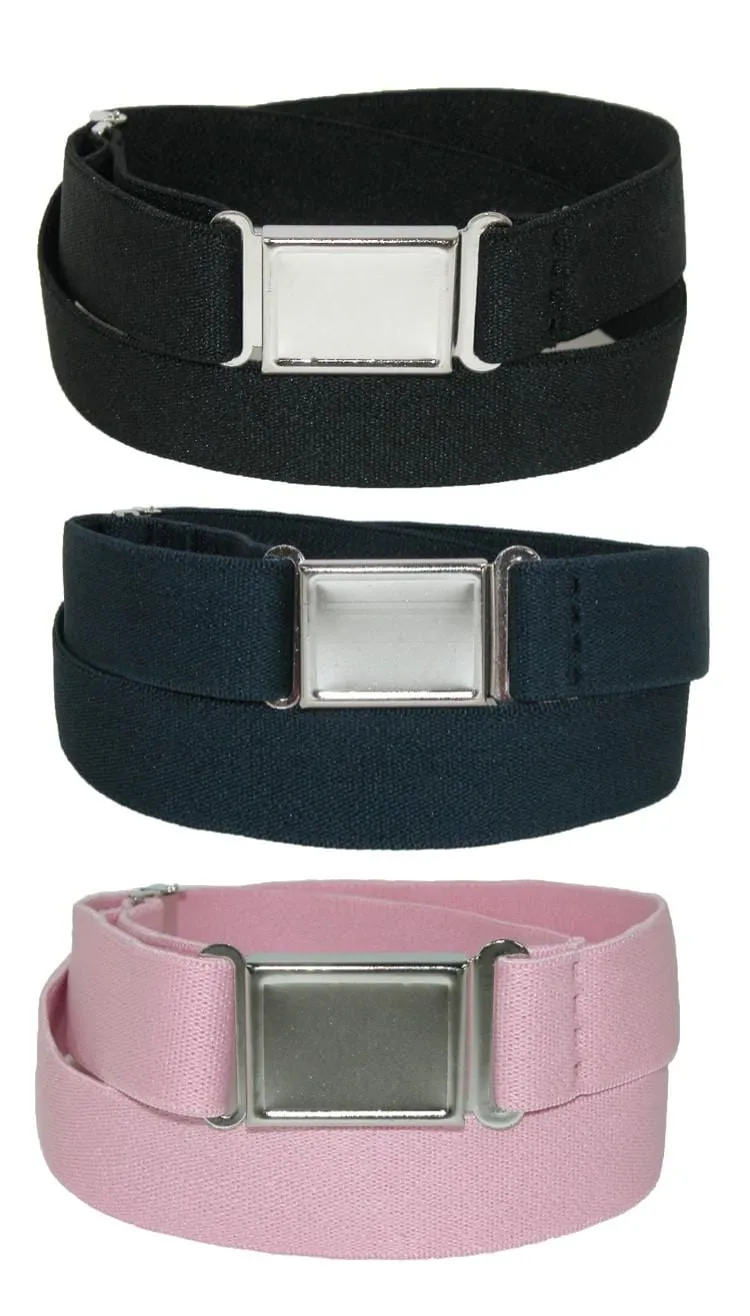 CTM® Kids' Elastic Stretch Belt with Magnetic Buckle (Pack of 3 Colors)