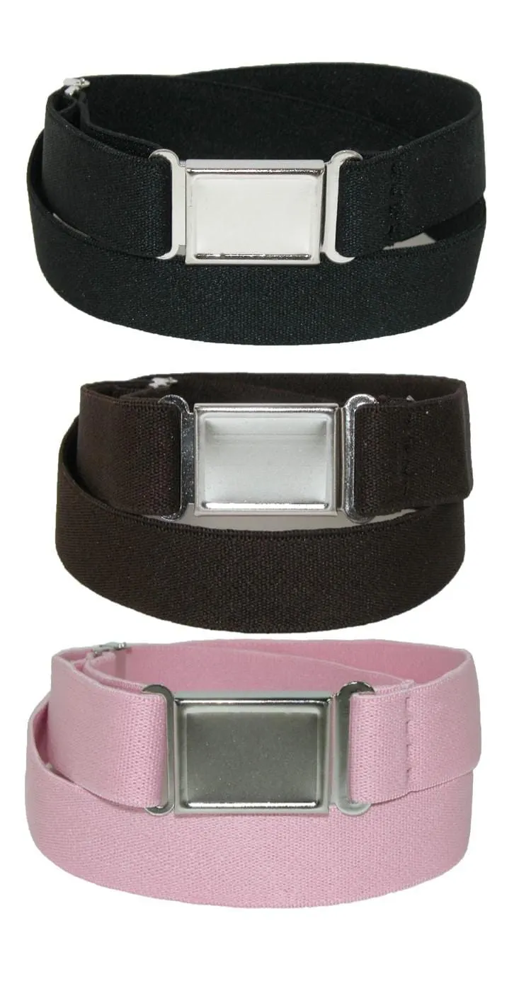 CTM® Kids' Elastic Stretch Belt with Magnetic Buckle (Pack of 3 Colors)