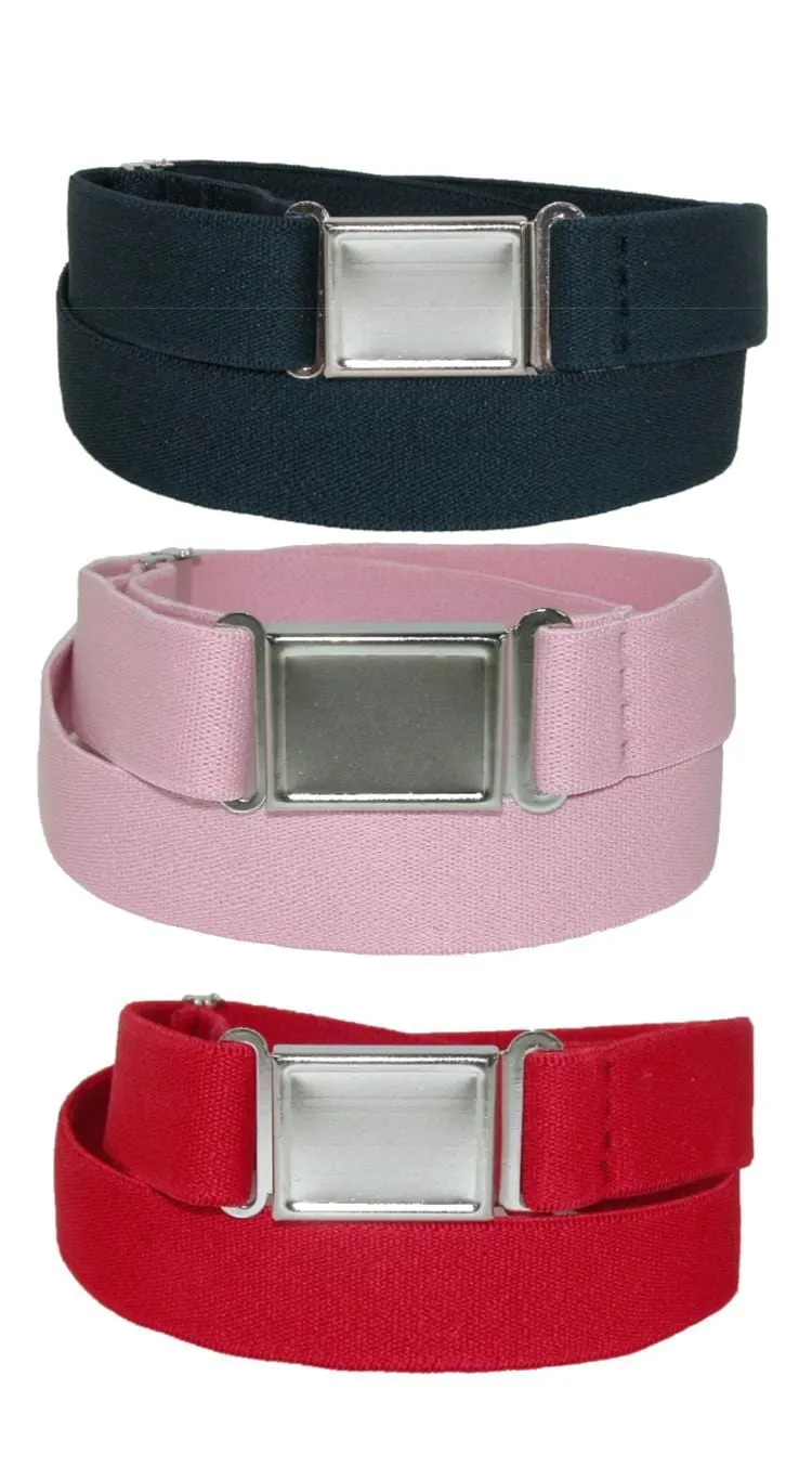 CTM® Kids' Elastic Stretch Belt with Magnetic Buckle (Pack of 3 Colors)