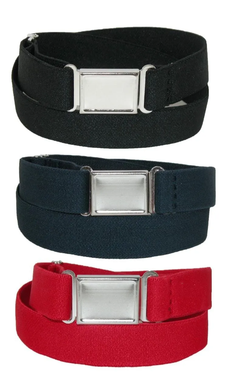 CTM® Kids' Elastic Stretch Belt with Magnetic Buckle (Pack of 3 Colors)