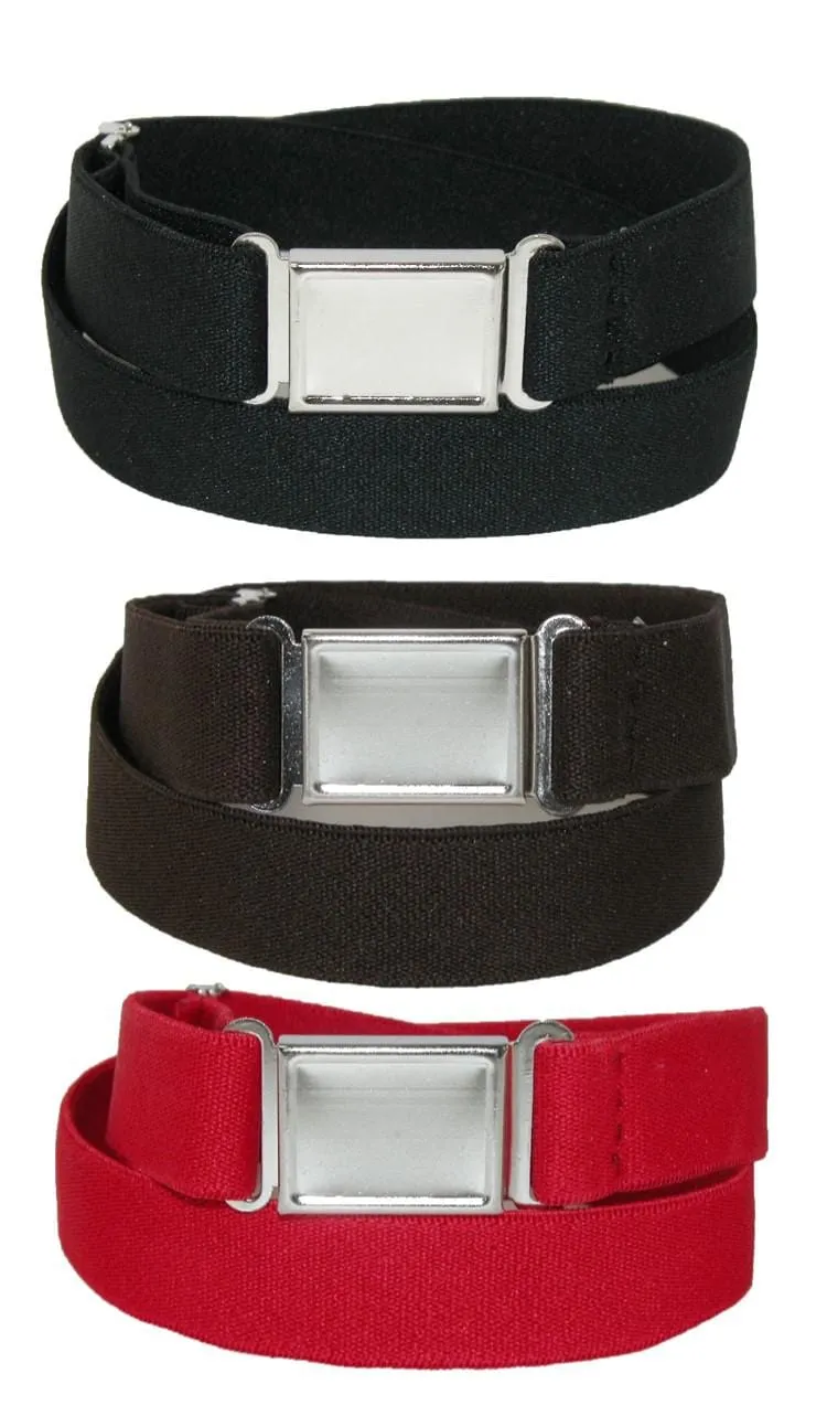 CTM® Kids' Elastic Stretch Belt with Magnetic Buckle (Pack of 3 Colors)