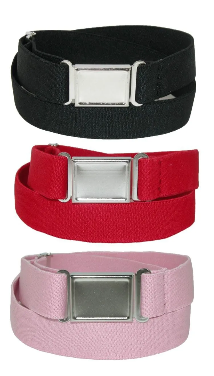 CTM® Kids' Elastic Stretch Belt with Magnetic Buckle (Pack of 3 Colors)