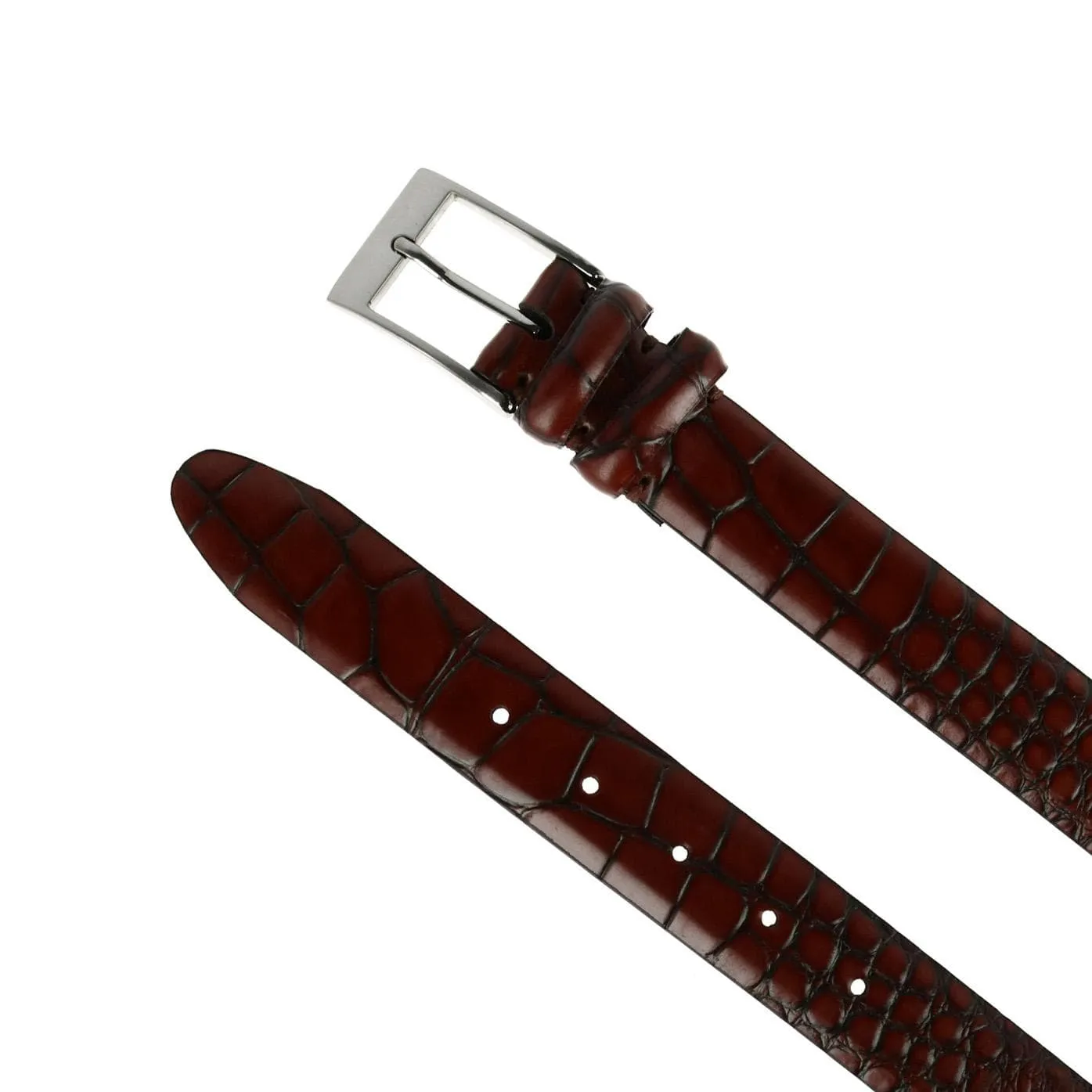 CTM® Men's Embossed Leather Croc Print Belt