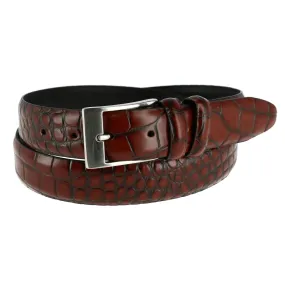 CTM® Men's Embossed Leather Croc Print Belt