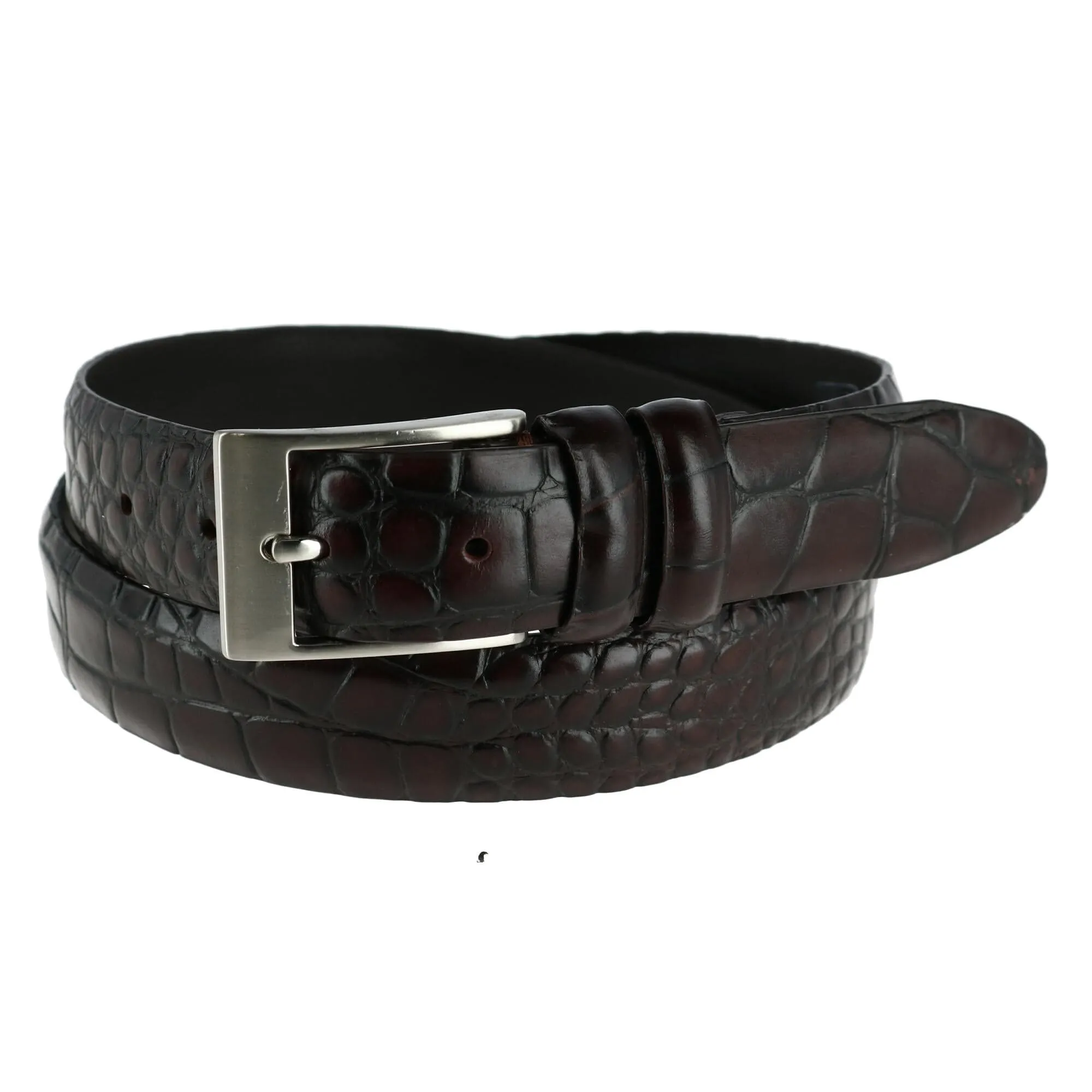 CTM® Men's Embossed Leather Croc Print Belt