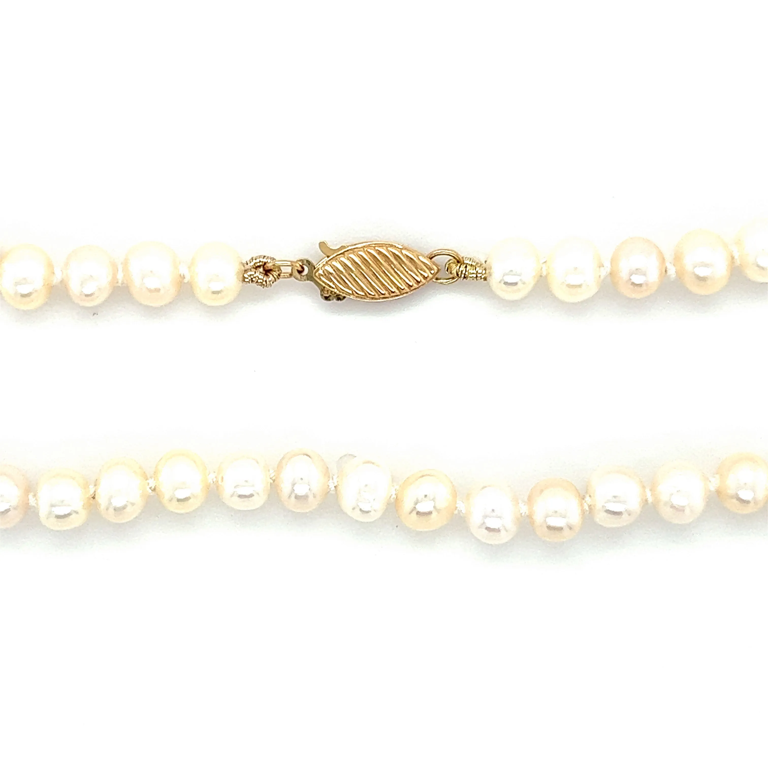 Cultured White Freshwater Pearl Necklace with 14K Yellow Gold Clasp