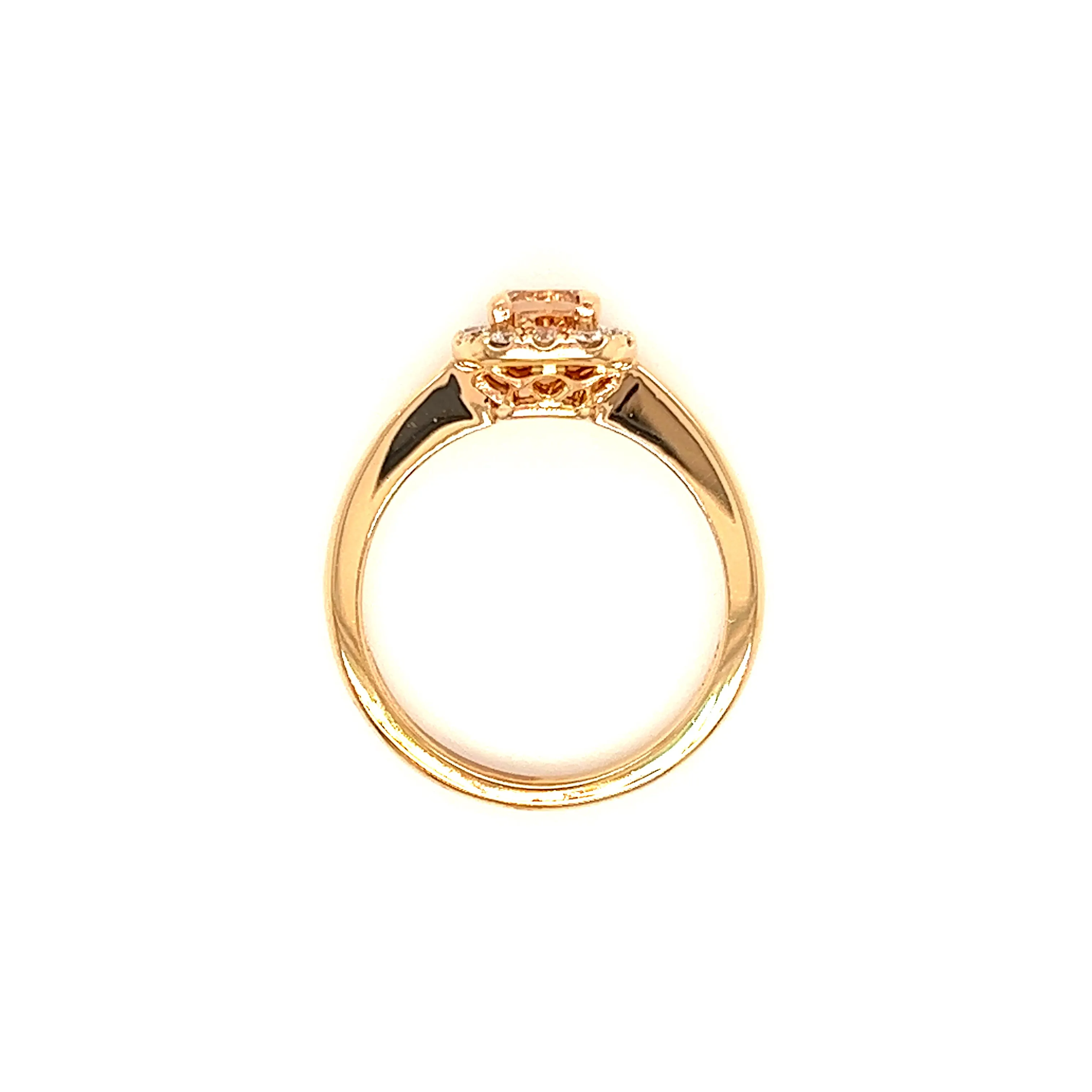 Cushion Morganite Ring with Diamond Halo in 14K Rose Gold