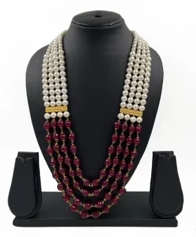 Designer Grooms Semi Precious Multilayered Beads Necklace For Men