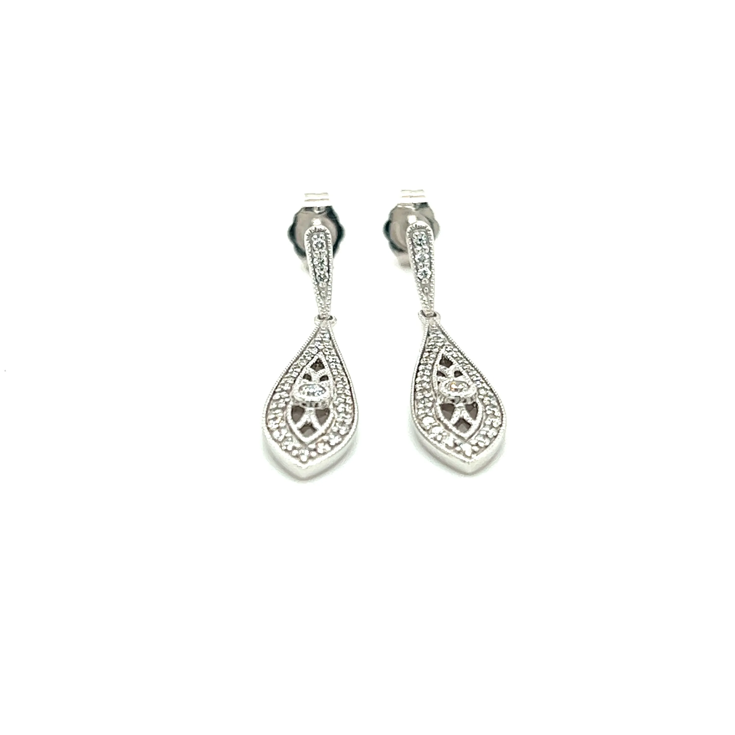 Diamond Dangle Earrings with 0.375ctw of Diamonds in 14K White Gold