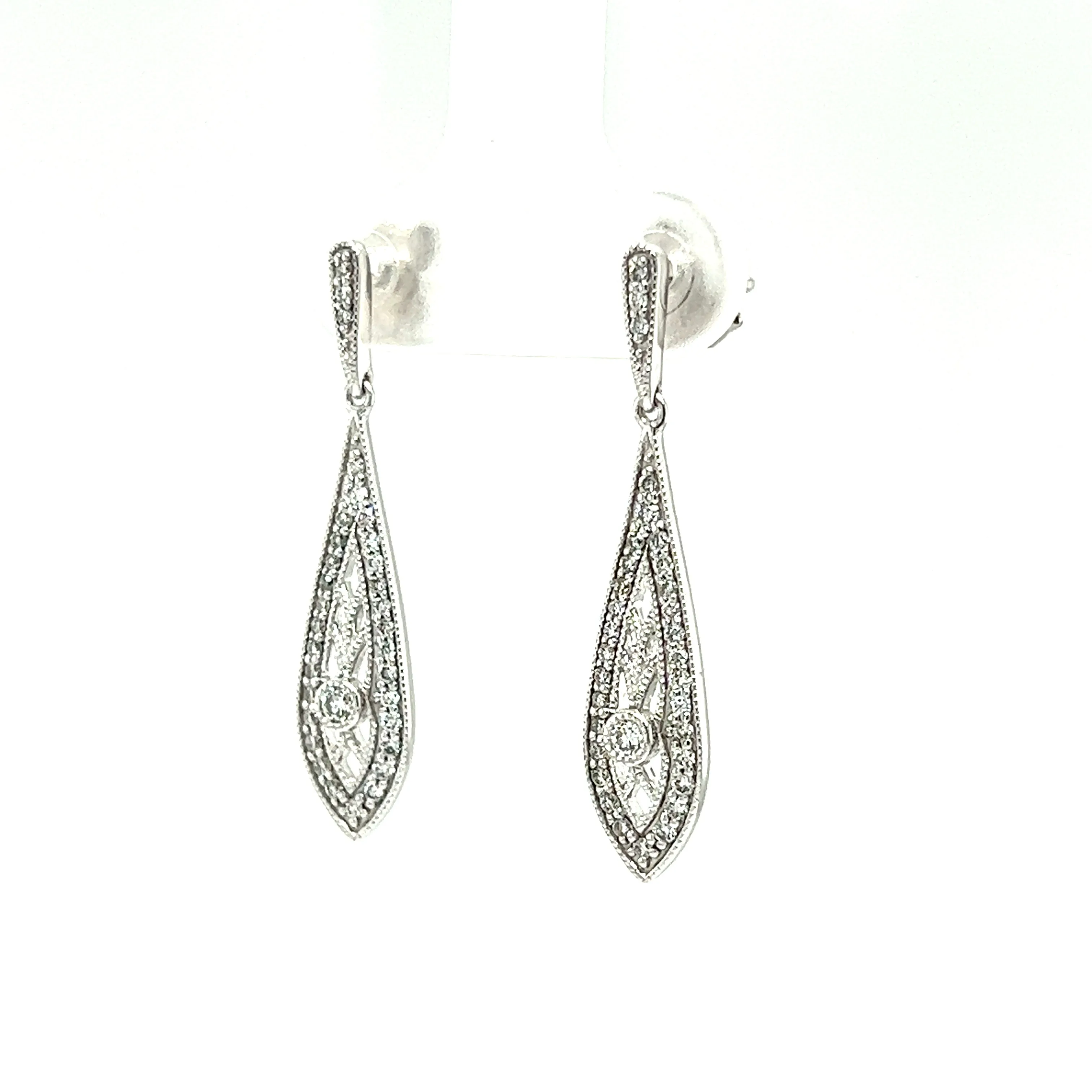 Diamond Dangle Earrings with 0.375ctw of Diamonds in 14K White Gold