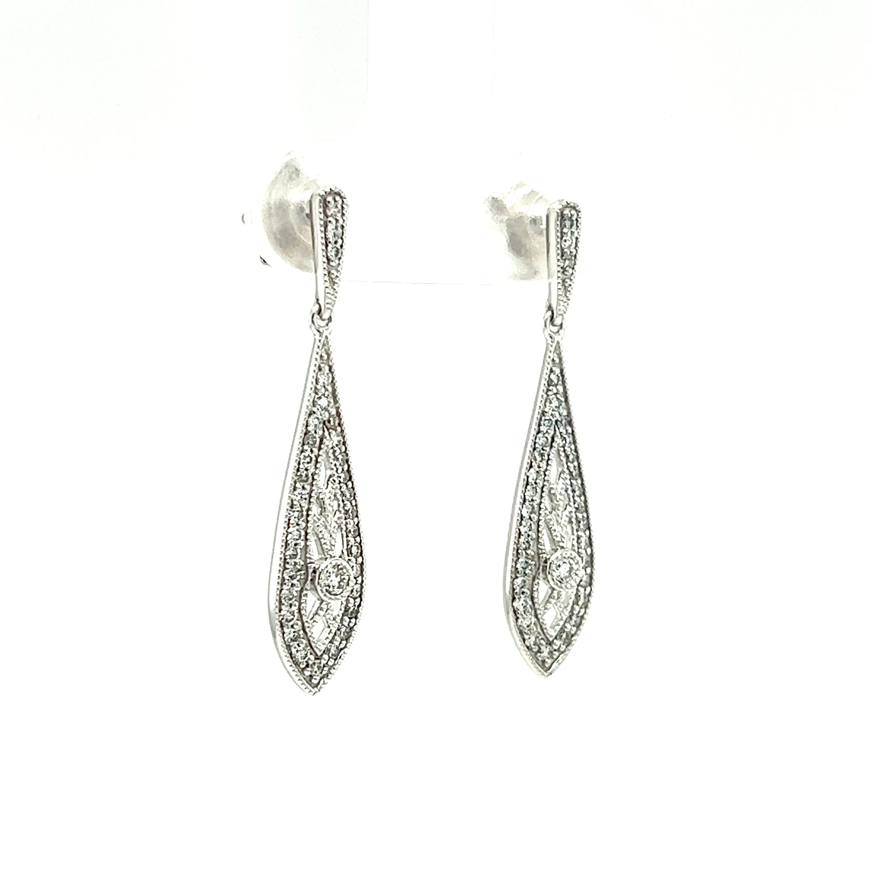 Diamond Dangle Earrings with 0.375ctw of Diamonds in 14K White Gold