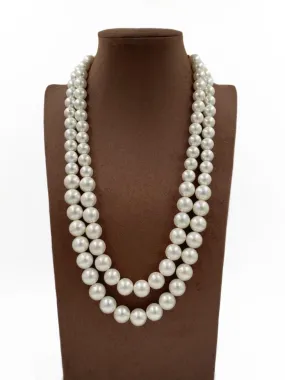 Double Layered White Shell Pearls Beaded Necklace For Women By Gehna Shop