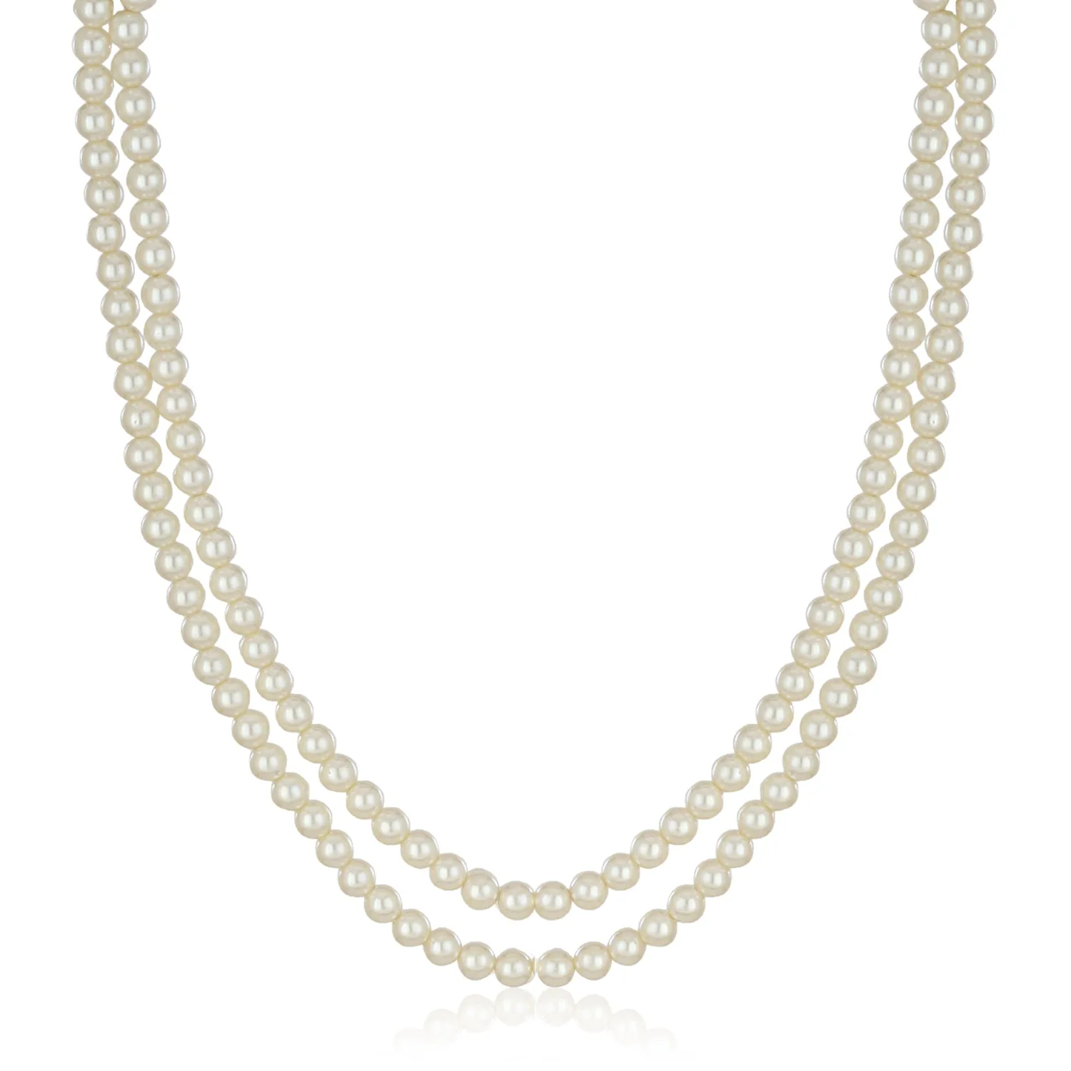 Double Line white Pearl Necklace