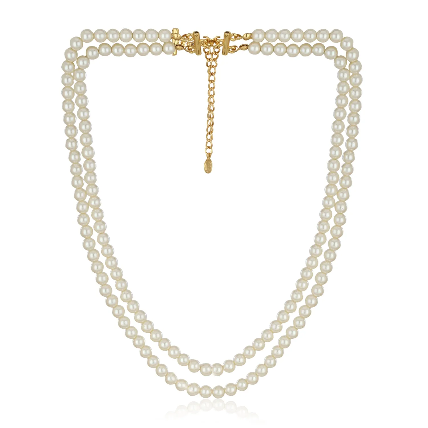 Double Line white Pearl Necklace