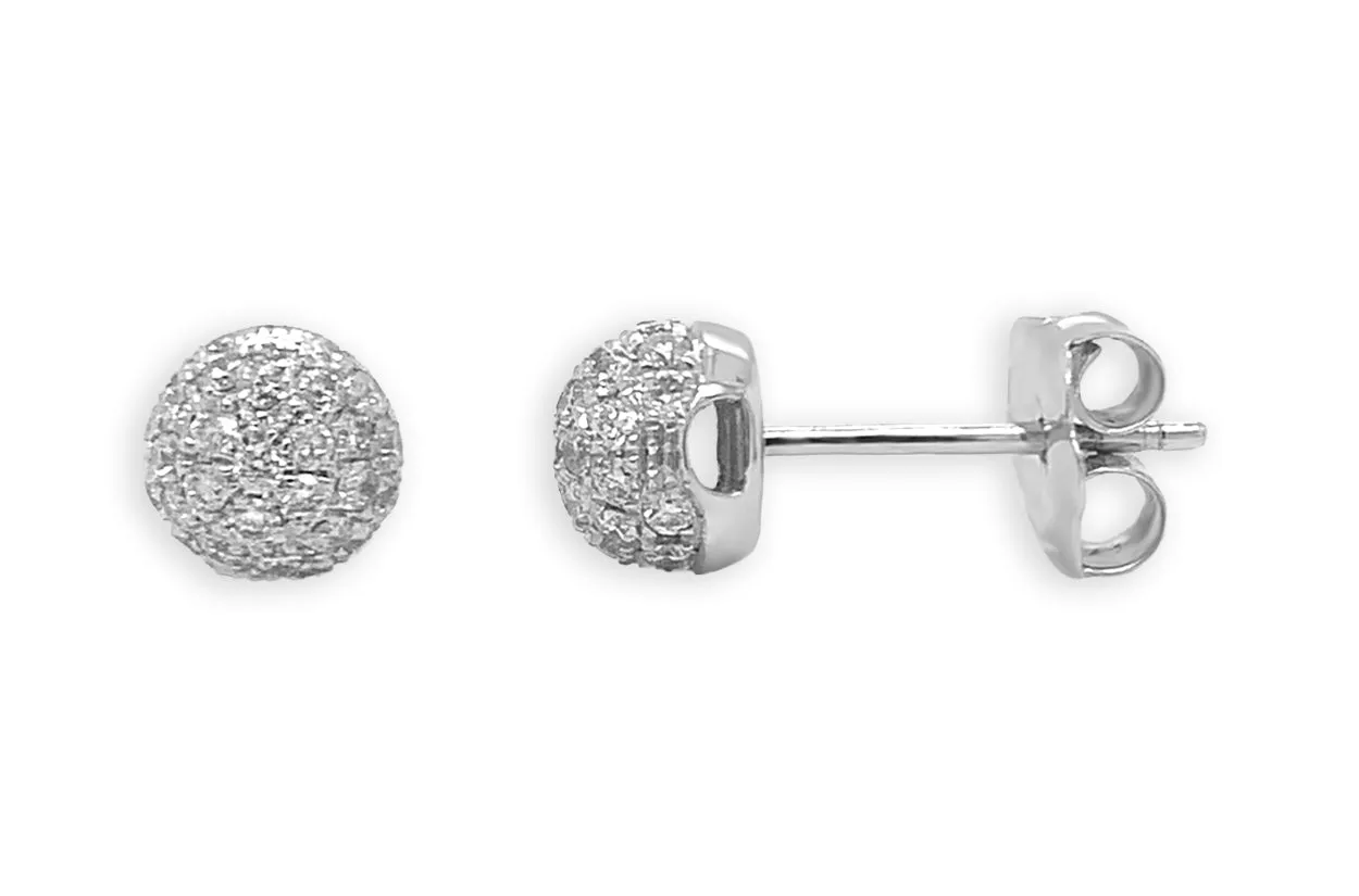 Earrings 18kt Gold 0.43 cts Diamonds Ball Studs