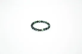 Emerald Hematite Elastic Beaded Bracelet