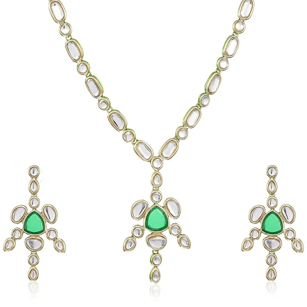 Estele 24 Kt Gold Plated GREEN RUBY Chain Necklaces